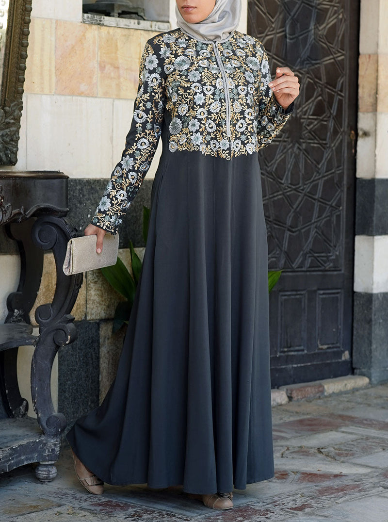 Faiza Embroidered Abaya Gown