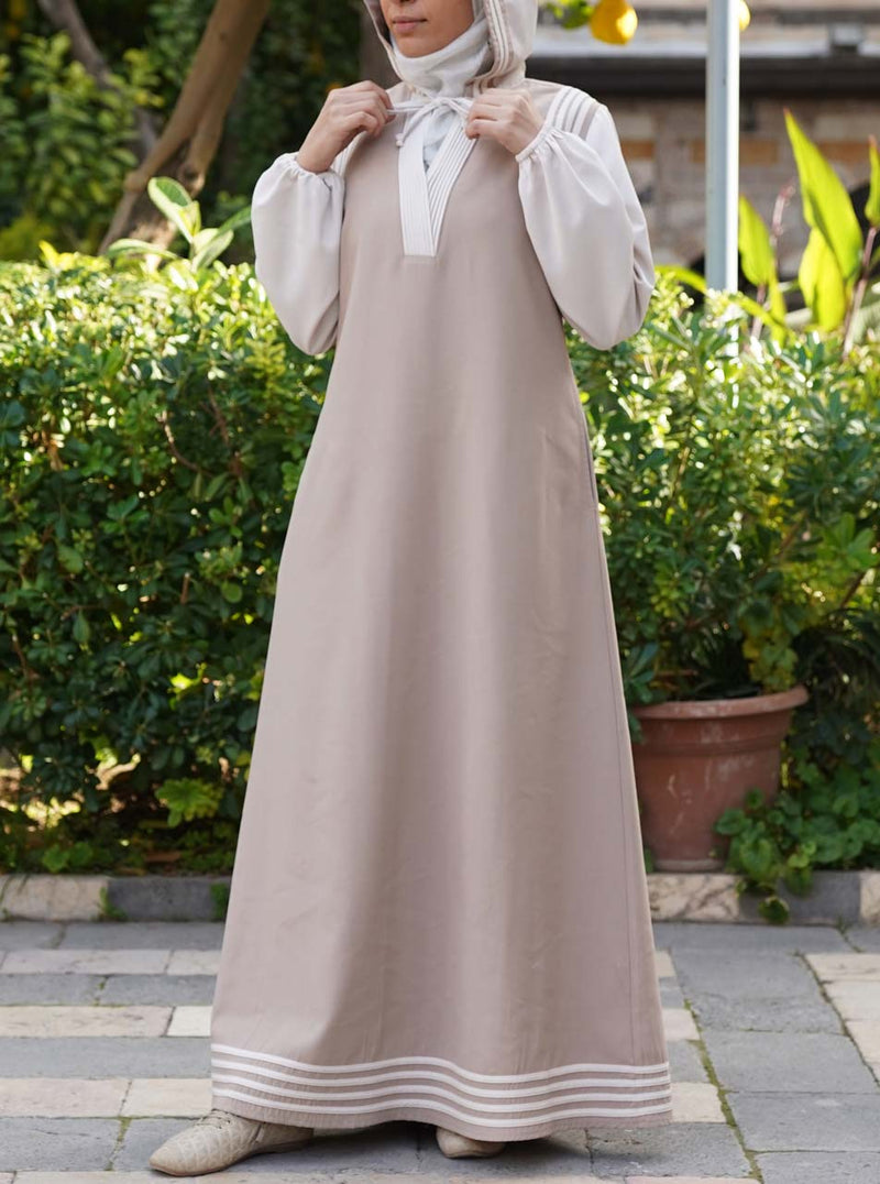 Hooded Dual-Color Maxi Dress