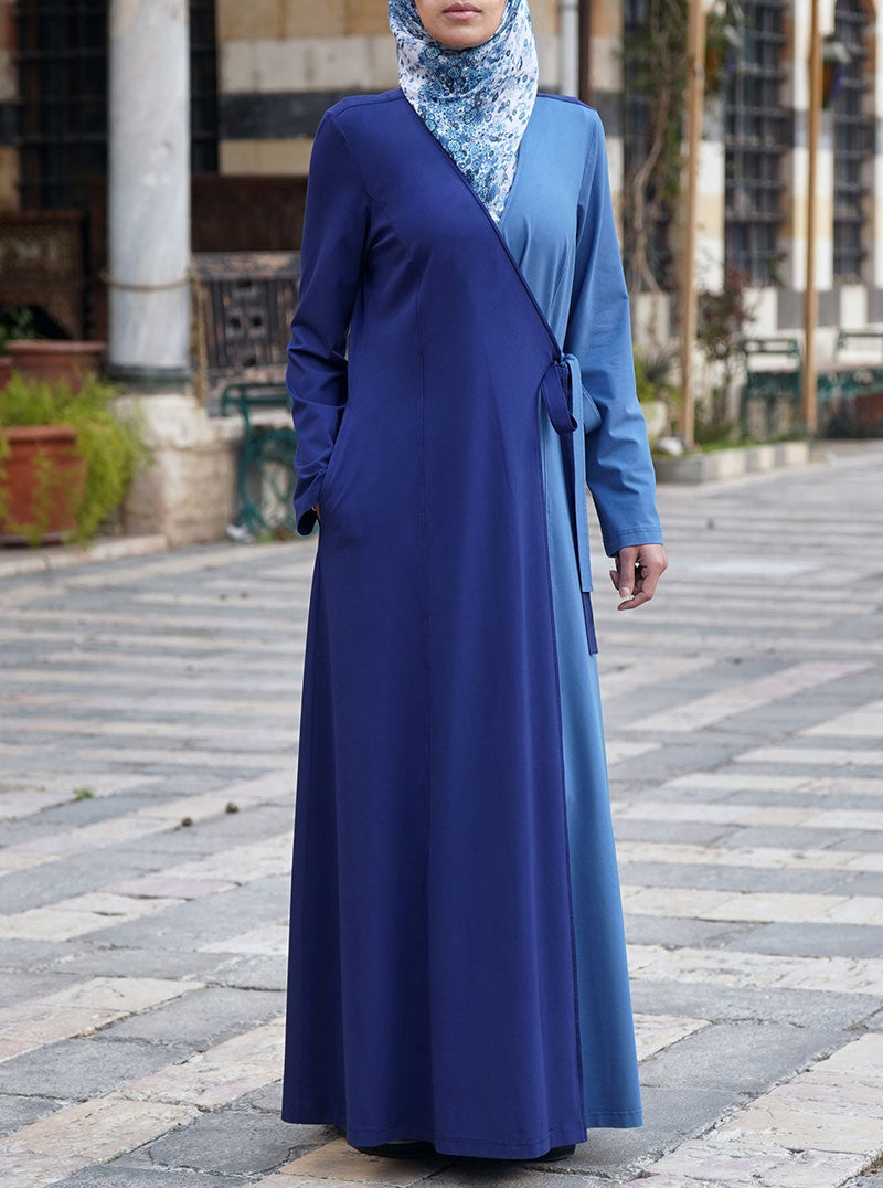 Dual Color Wrap Abaya