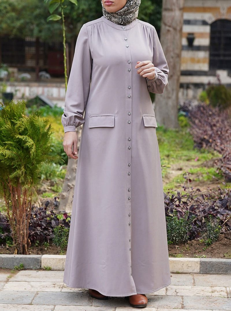 Paired Buttons Shirtdress