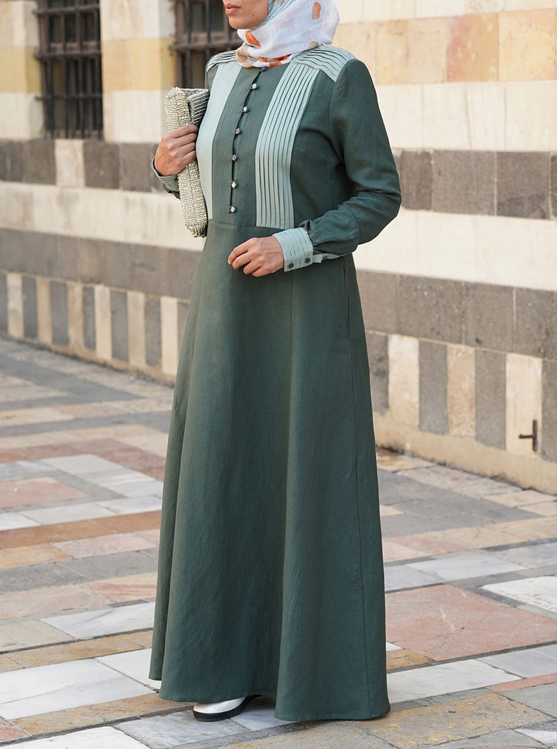 2-Tone Pleated Abaya