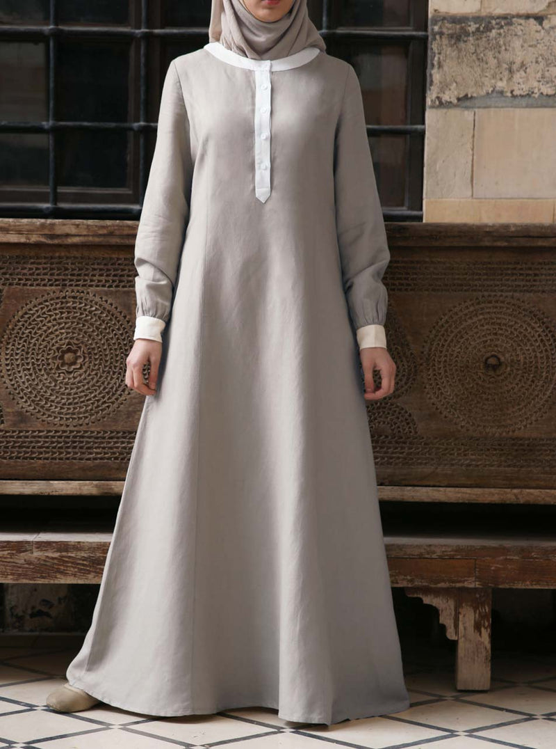 Contrast Linen Maxi Dress