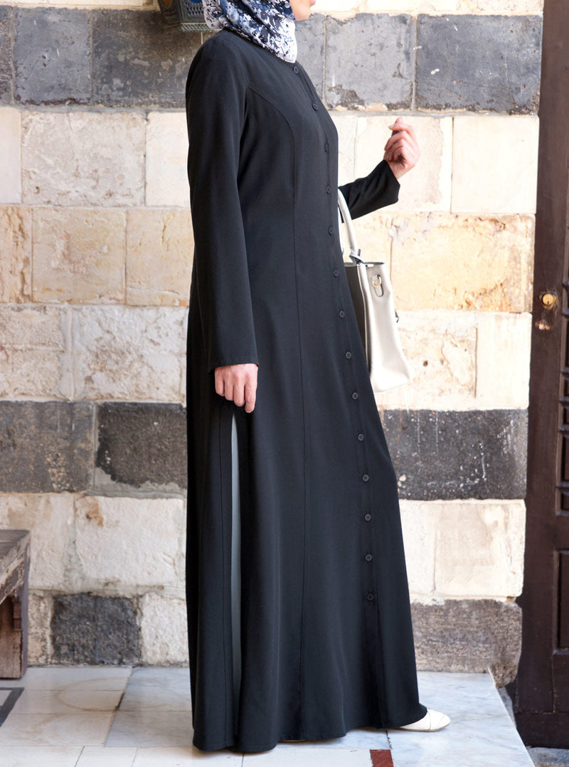 Side Slit Shirt Dress Abaya