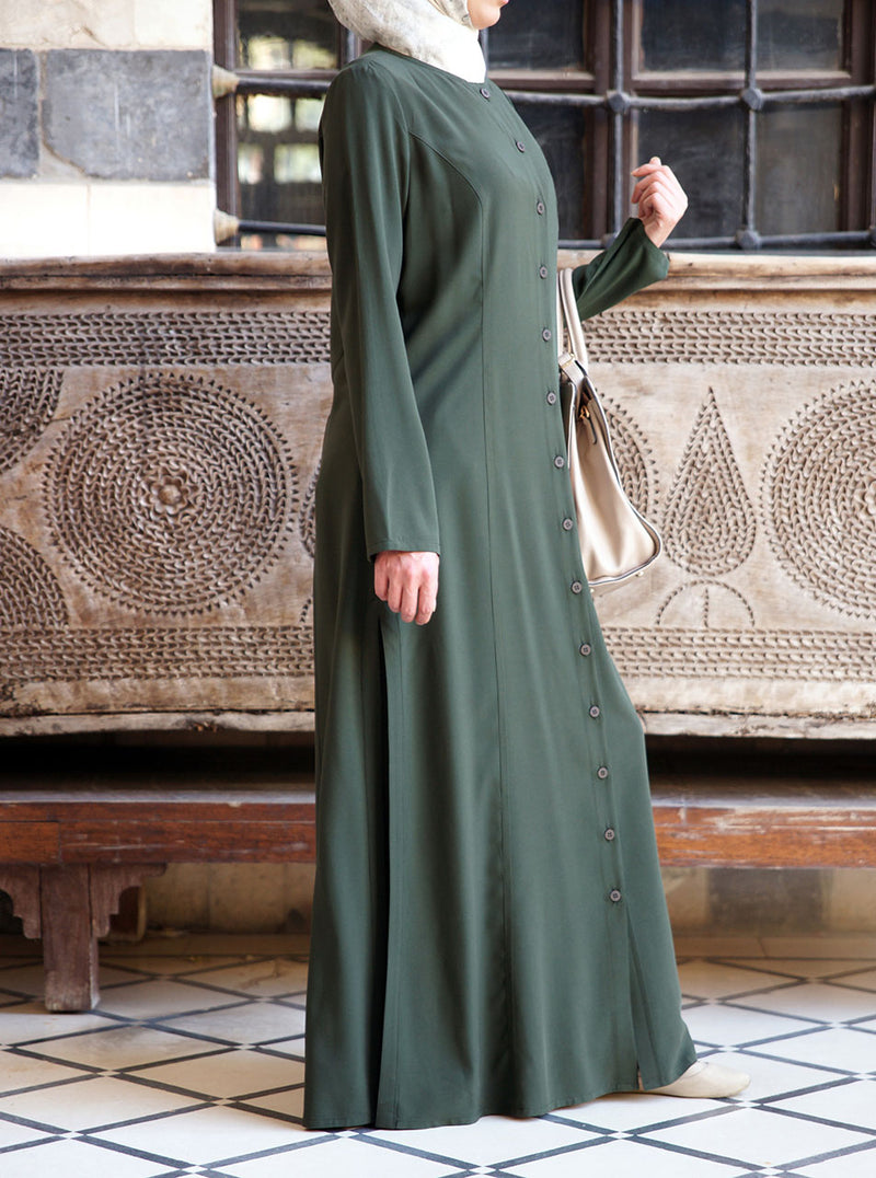 Side Slit Shirt Dress Abaya