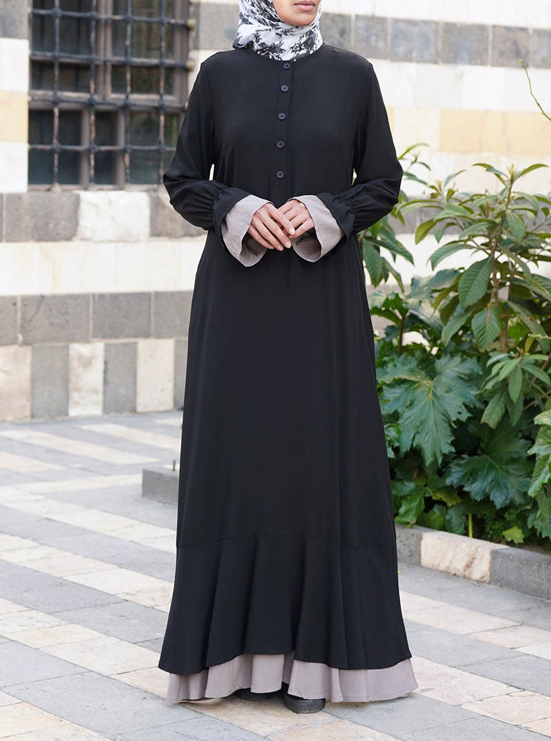 Contrast Hems Abaya