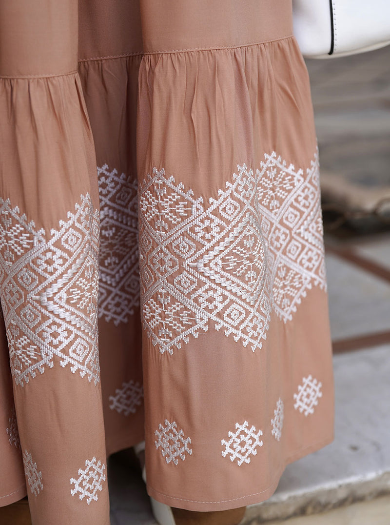 Embroidered Abaya with Ruffles