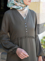 Rayon Abaya with Ruffled Inserts
