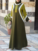 Tri-Color Maxi Dress with Flared Sleeves