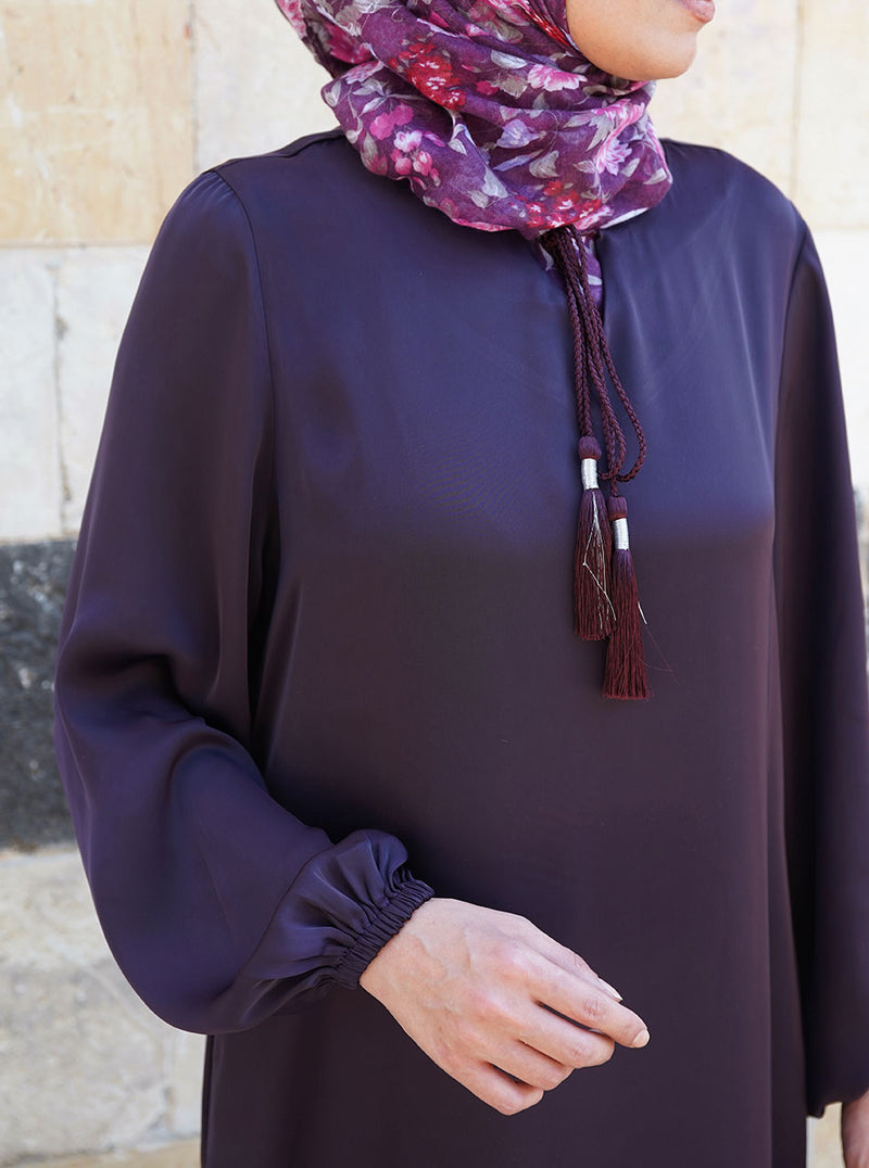 Satin Touch Abaya with Tassles