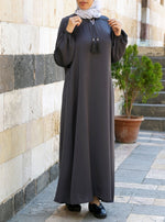 Satin Touch Abaya with Tassles