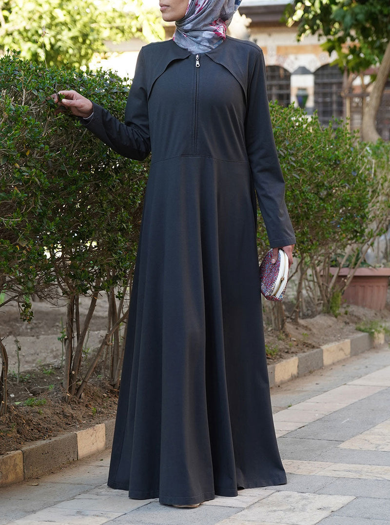 Hasana Zipped Jersey Abaya