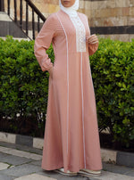 White Lace and Trim Abaya