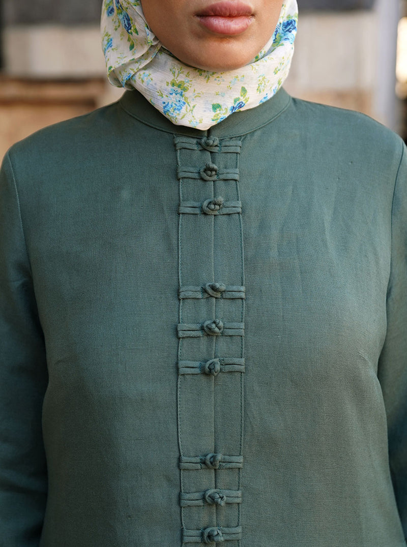 Frog Closures Open Maxi Dress