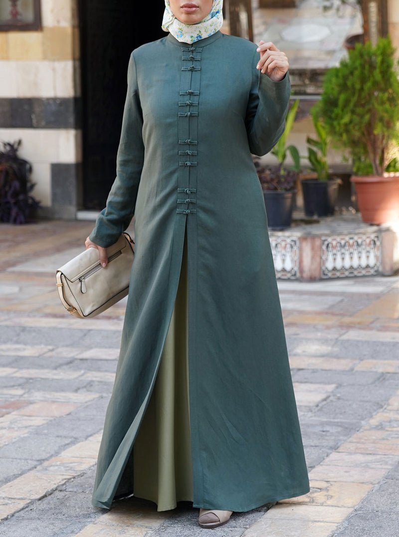 Frog Closures Open Maxi Dress