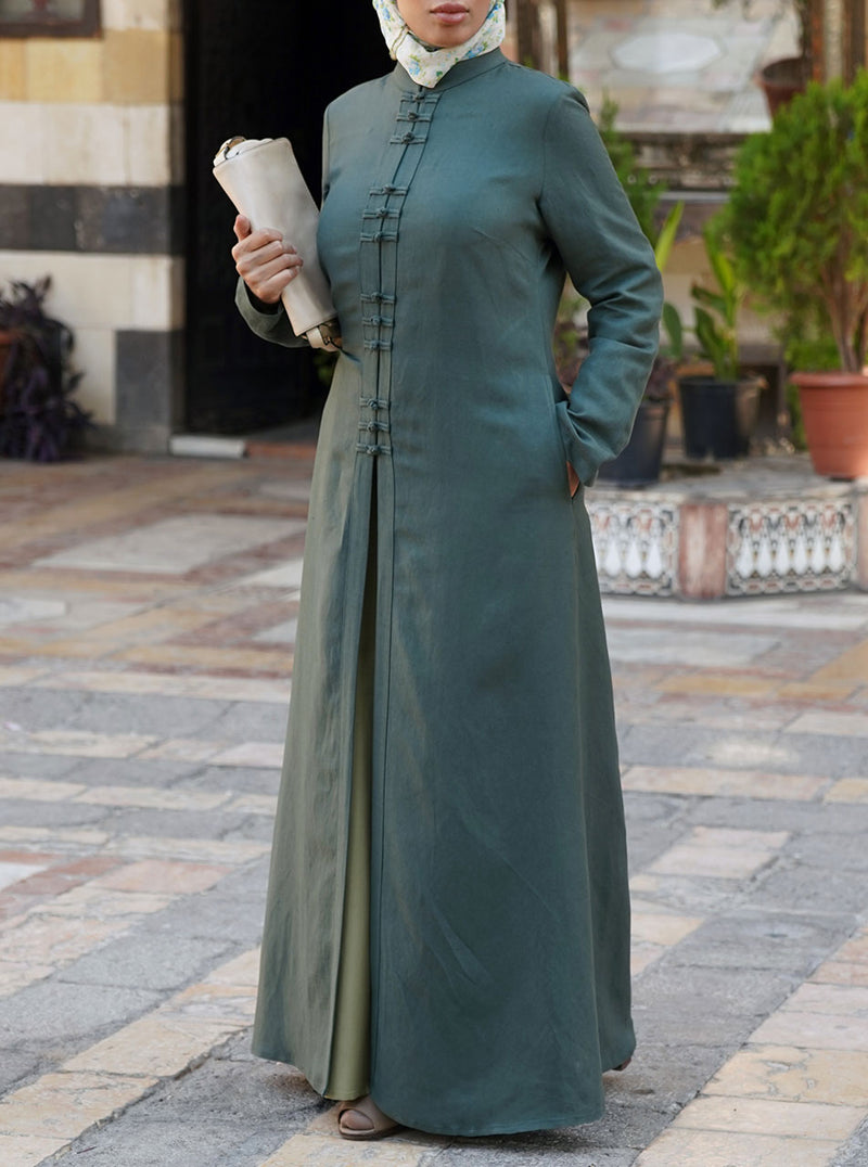 Frog Closures Open Maxi Dress