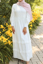 Nur Linen Maxi Dress - Cloud White