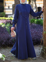 Cotton Jersey Long Buttoned Maxi Dress