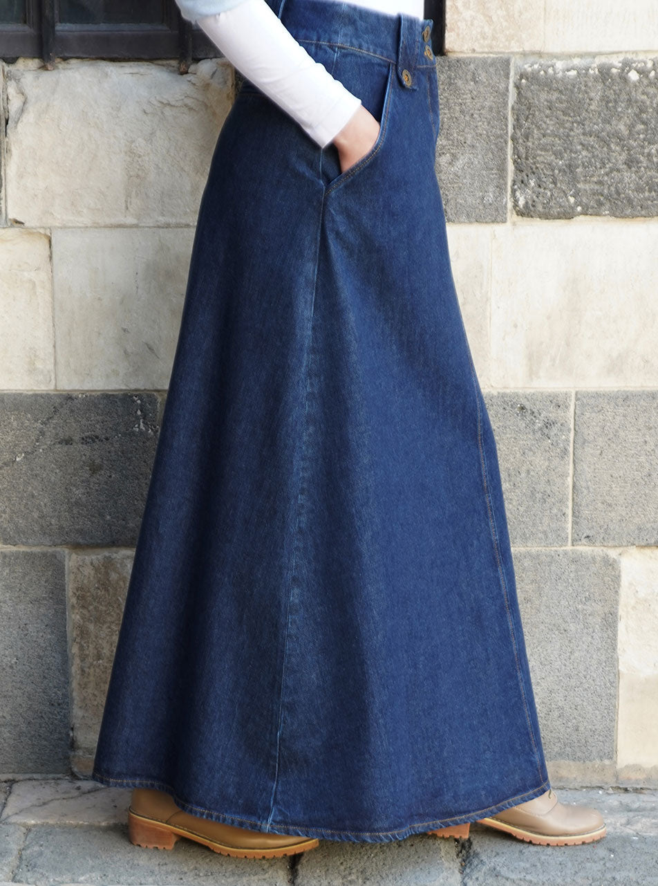 Denim A Line Maxi Skirt Shukr Clothing