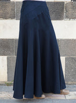 Rayon Geometric Flared Maxi Skirt