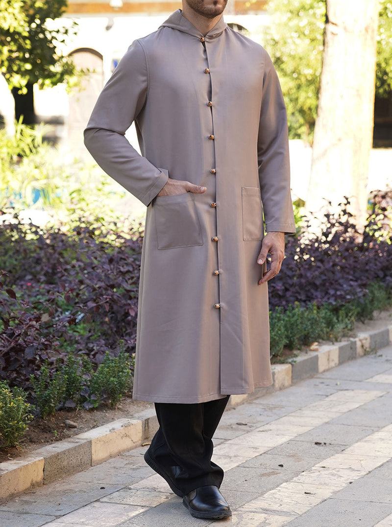 Hooded Jubba with Round Wooden Buttons