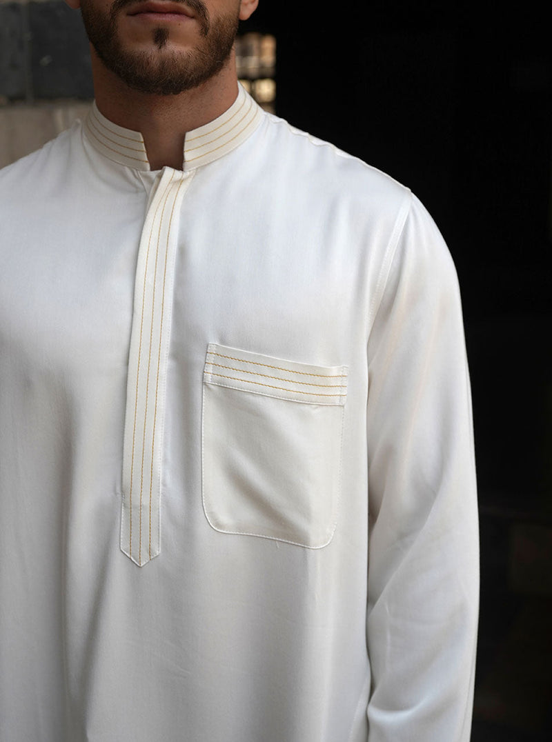 Topstitched Soft Fabric Thobe