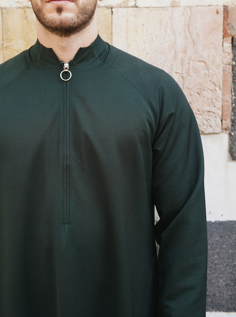 Zipped Thobe with Raised Collar