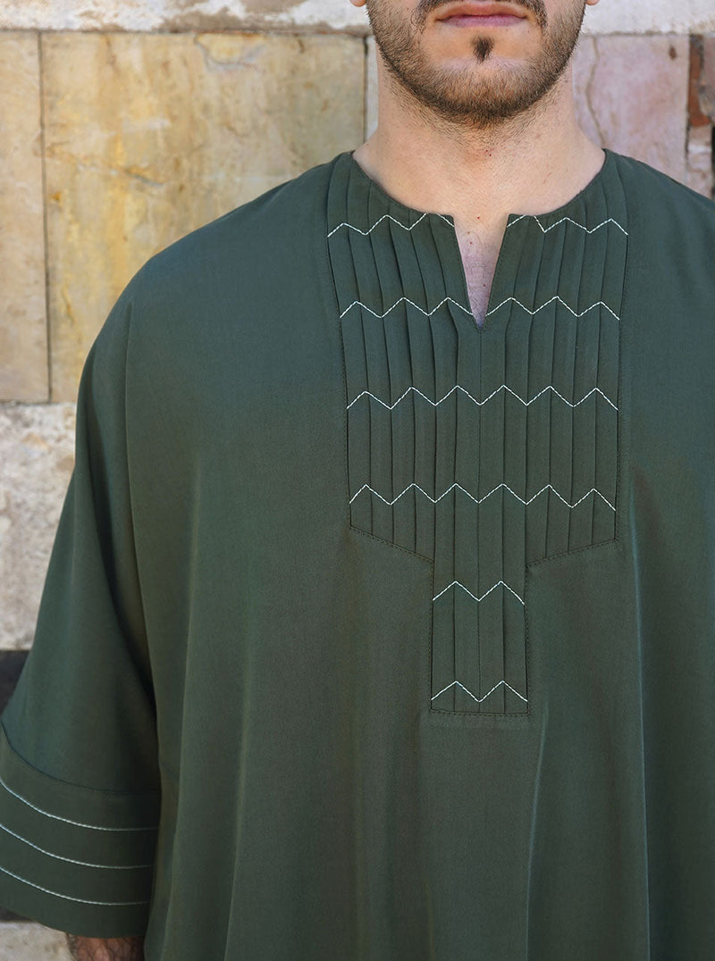 men's casual thobe with short sleeves