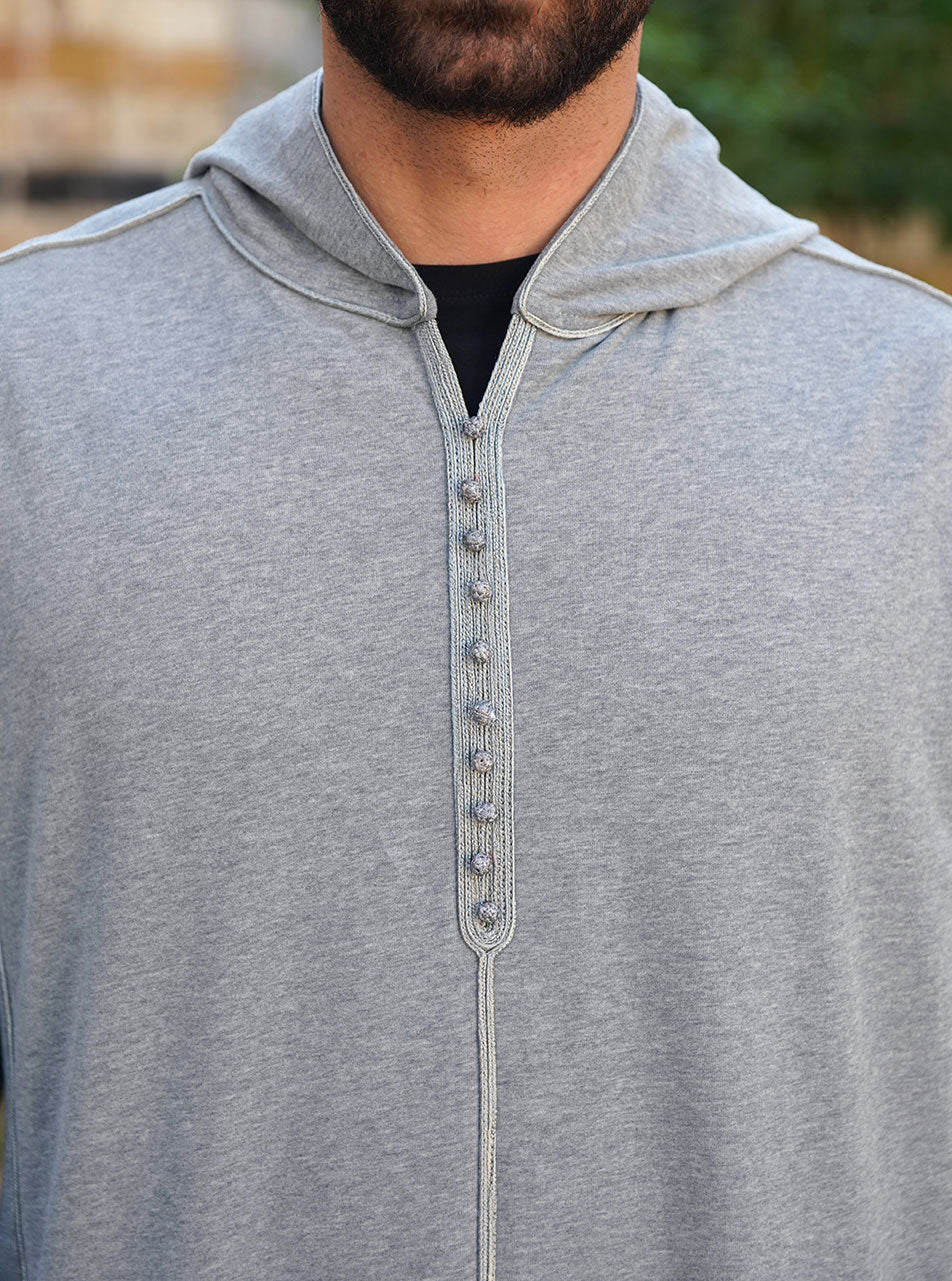 Moroccan Cotton Thobe – Zaytuna Hooded Embroidered Thobe for Men