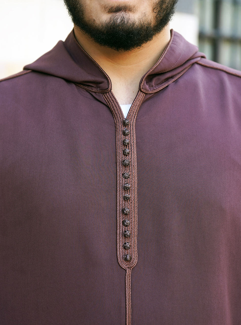 Zaytuna Moroccan Thobe – Hooded Rayon Blend Embroidered Thobe for