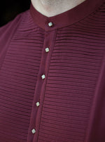 Decorative Button and Pleated Shirt