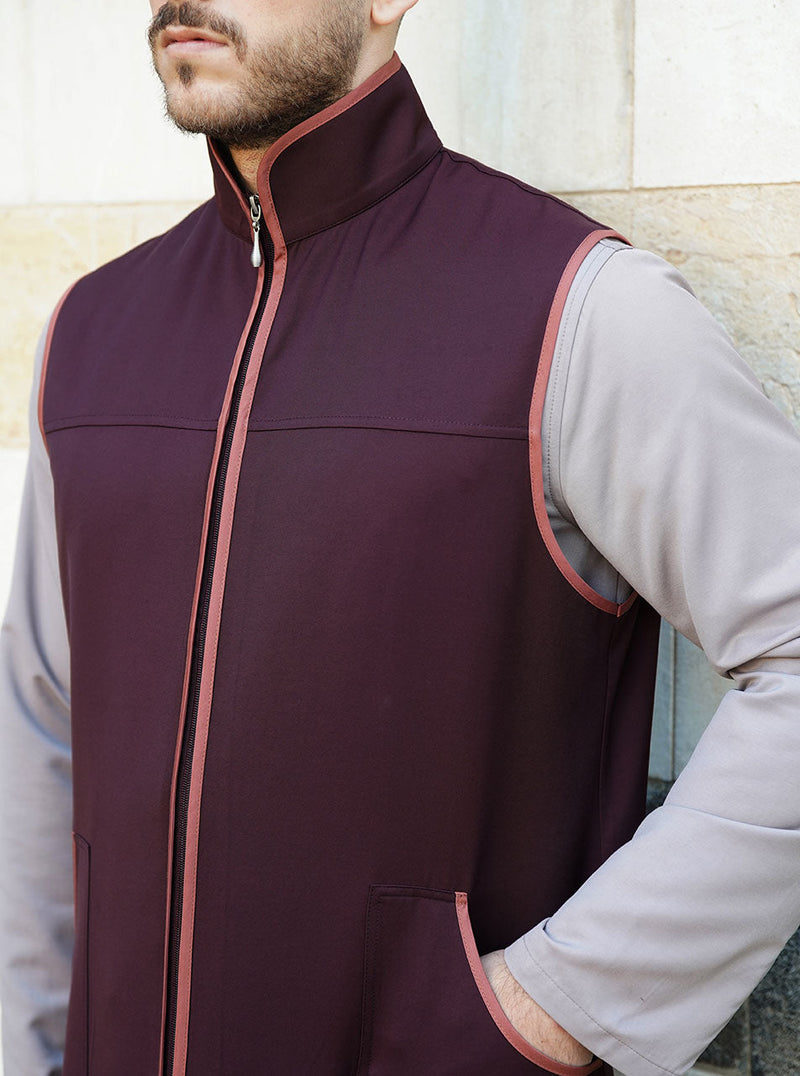 Contrast Trim Zipped Waistcoat