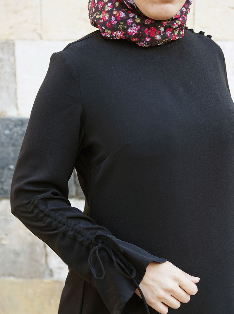 Tie Ruched Sleeves Tunic