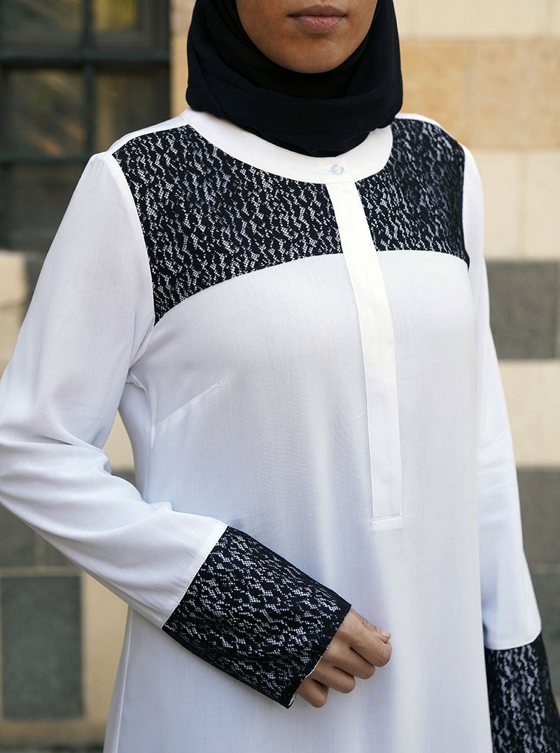 Black Lace Sections Tunic