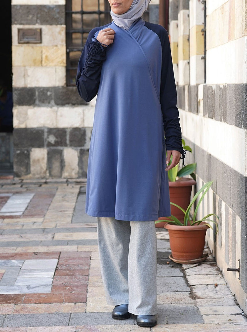 Crossover Gathered Sleeves Tunic