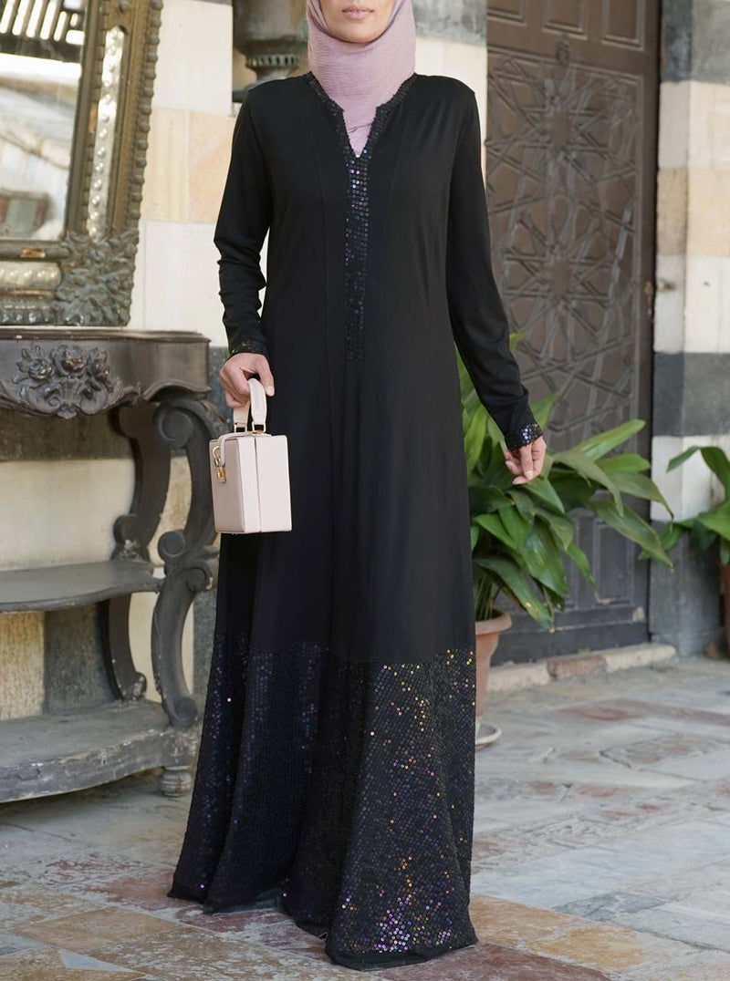 Iridescent Sequin Abaya Gown