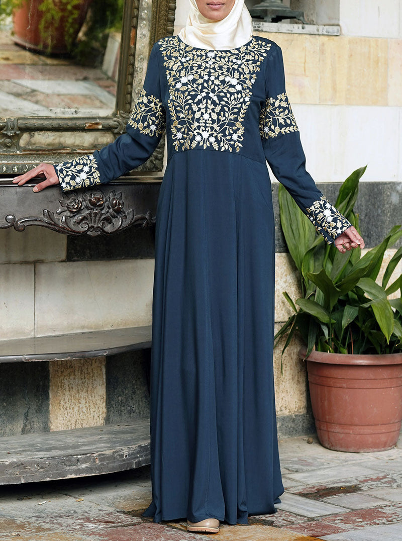 Gold Embroidered Abaya Gown