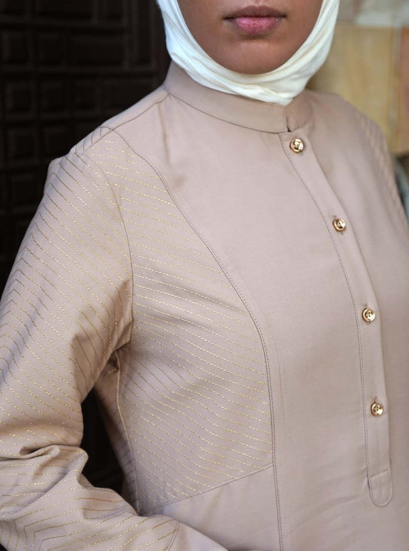 Gold Topstitched Abaya