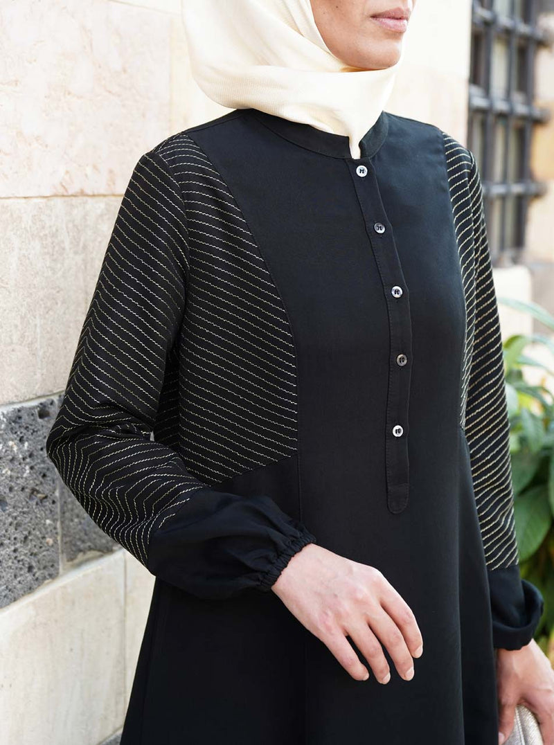 Gold Topstitched Abaya