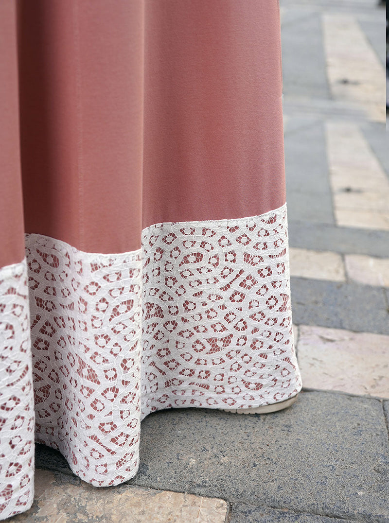 Lace Trim Crossover Abaya