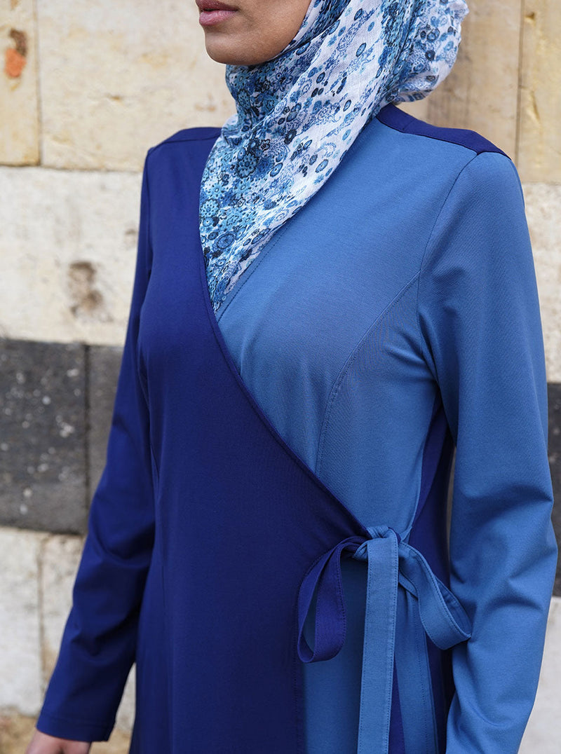 Dual Color Wrap Abaya