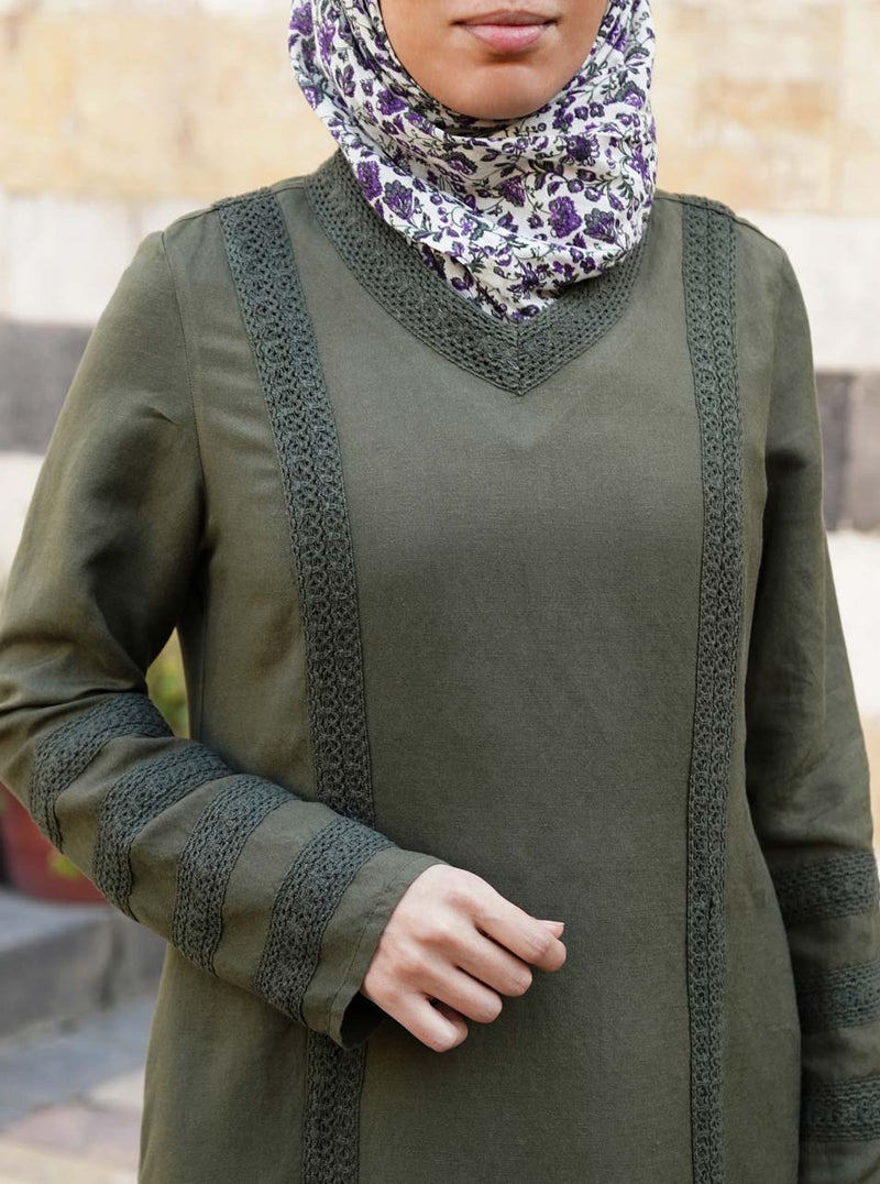 Linen Lace Maxi Dress