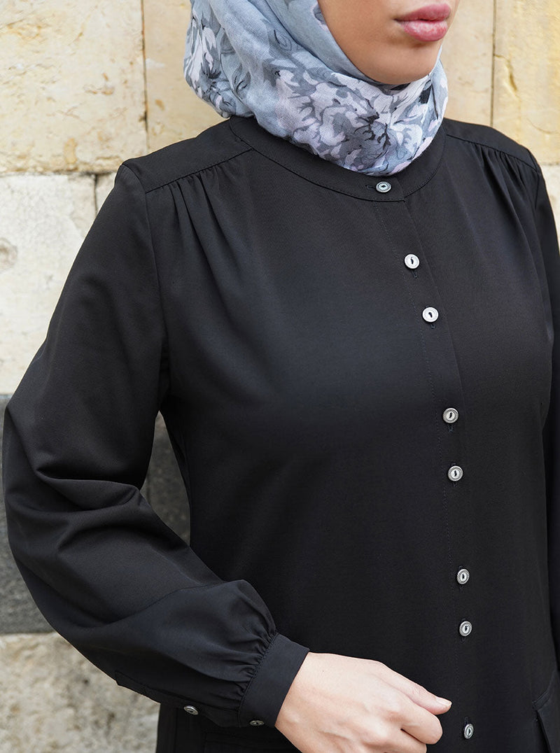 Paired Buttons Shirtdress