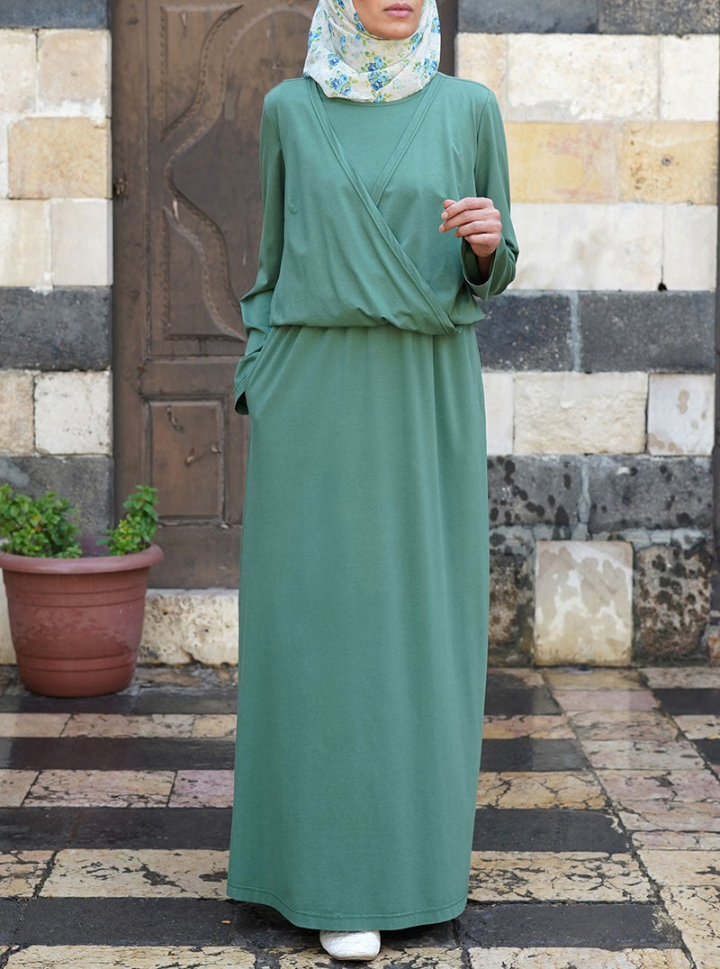 Crossover Abaya with Elasticized Waist