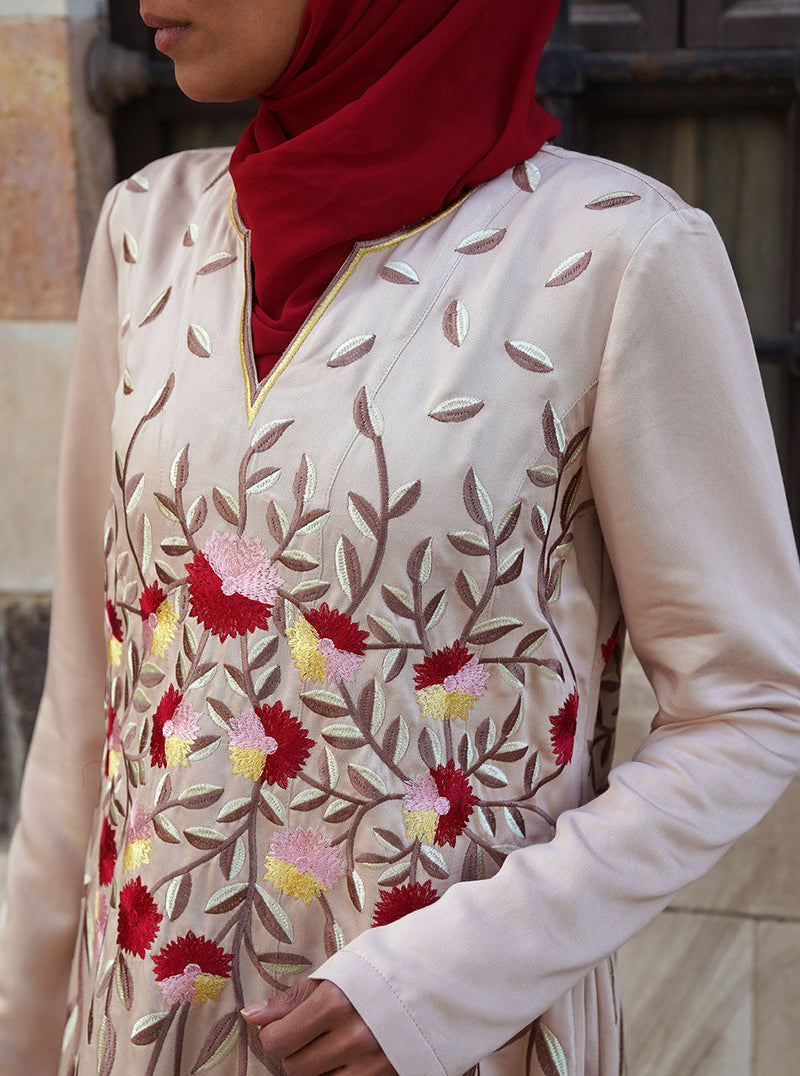Bodice Embroidered Abaya Gown