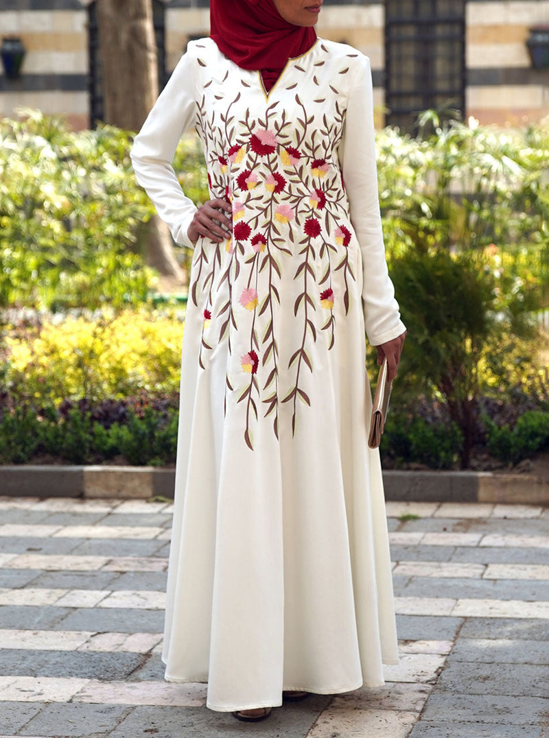 Bodice Embroidered Abaya Gown