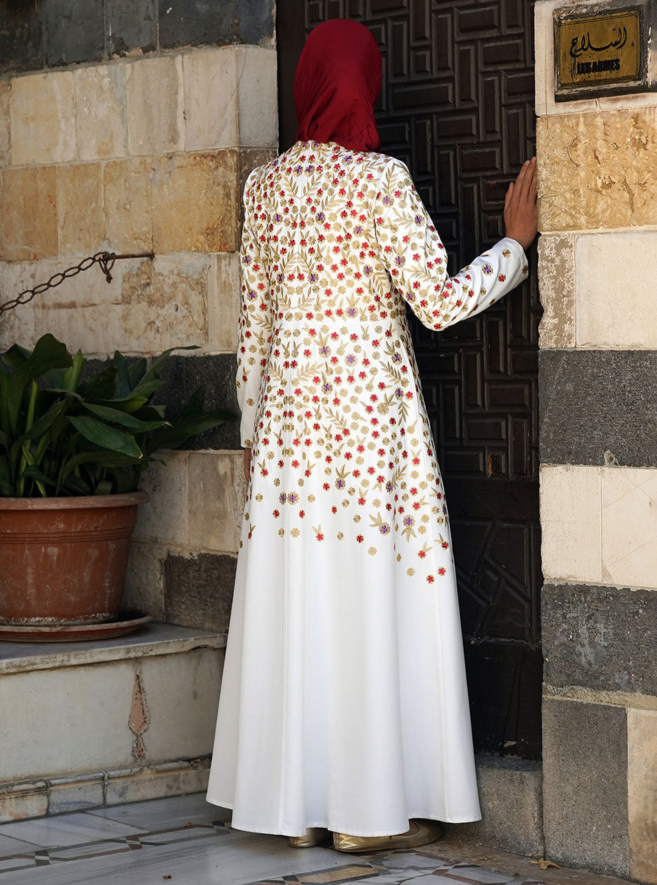 Digital Printed Georgette Abaya Style Suit in Beige : KCH11433