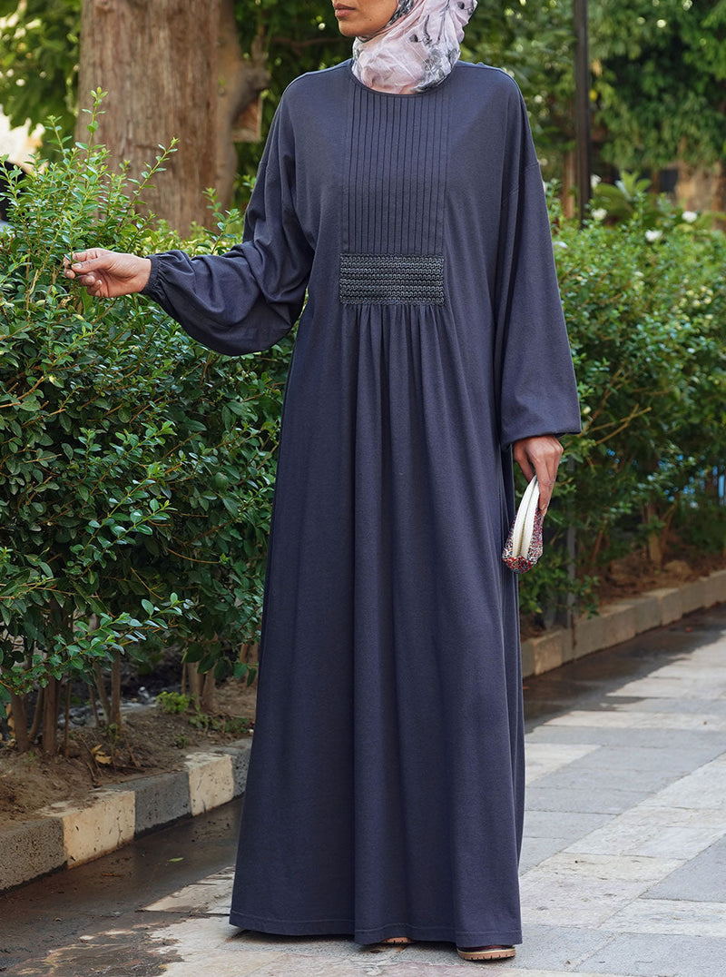 Lace Waist Gathered Abaya