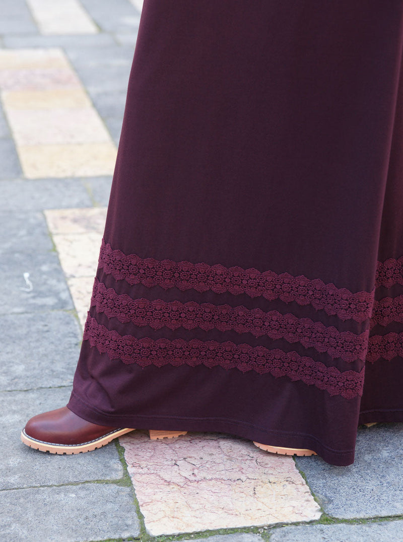 Lace Trim Jersey Maxi Dress