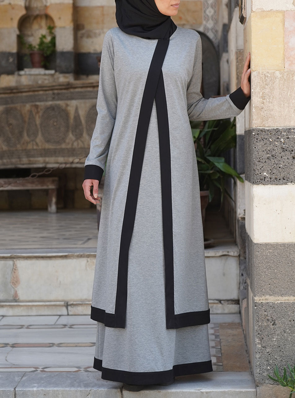 Crossover Double Layer Abaya Abayas Women Shukr Clothing