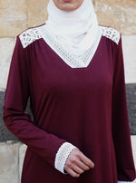 Dual Lace Trim Abaya
